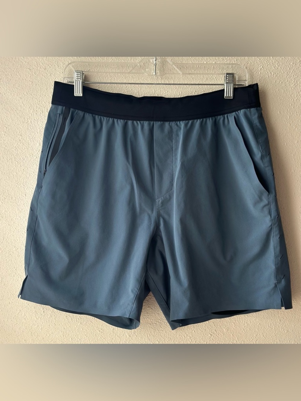 Ten Thousand Interval Men's Athletic Shorts in Slate Blue with Black Waistband - Picture 8 of 9